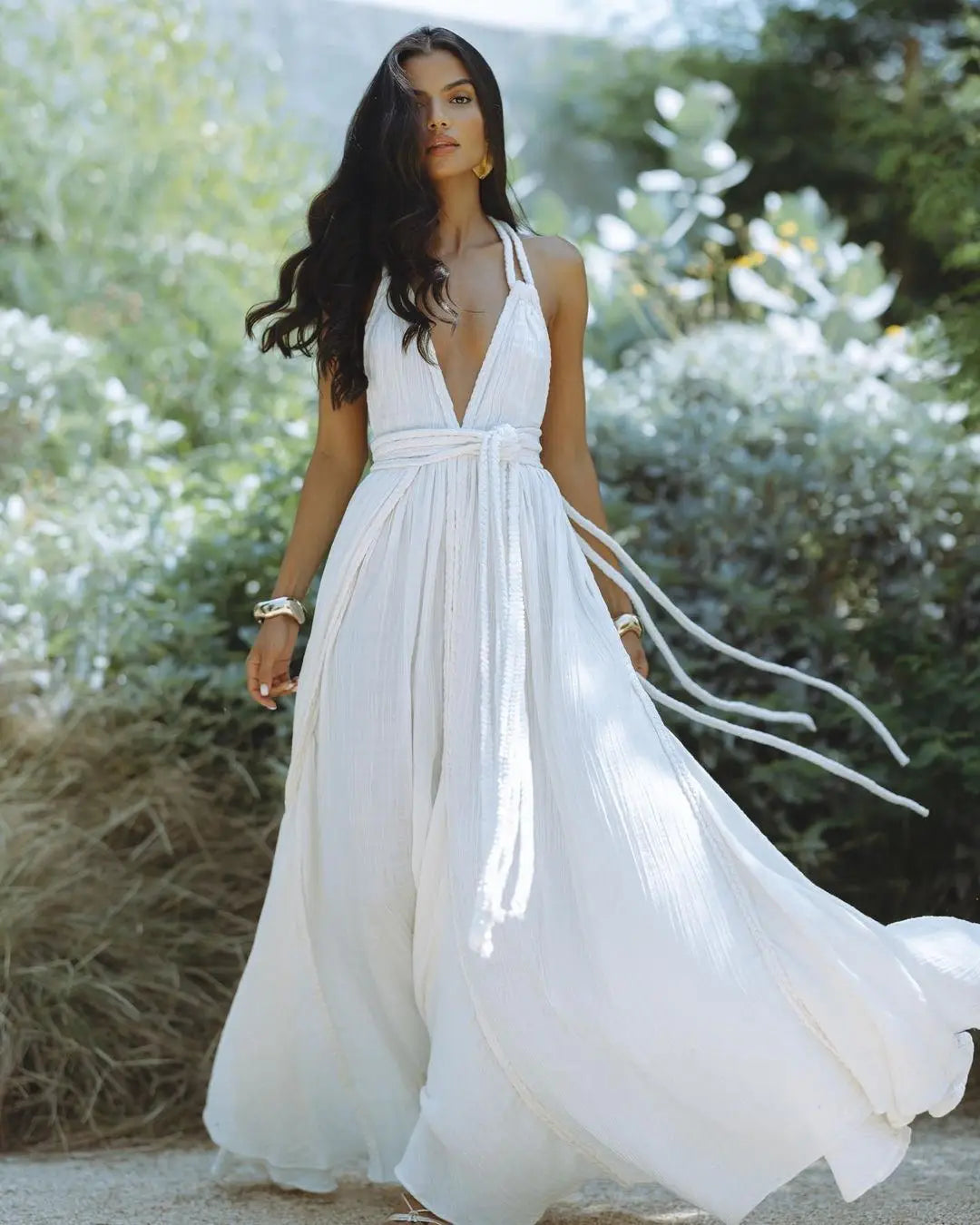 backless boho dress Summer Maxi for Woman/backless Dress /prom Dress/resort Collection/dots/long Boho Dress/festival/beach garden parties Women's Backless Halter Boho Floral