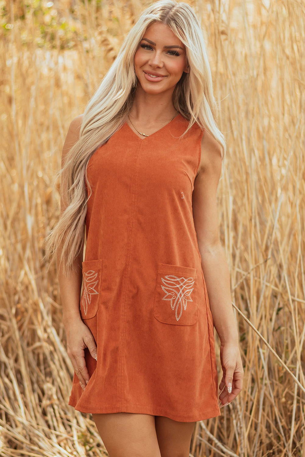 Boho Western Corduroy Mini Dress