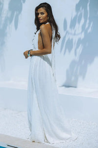 Backless Maxi Dress Boho white boho