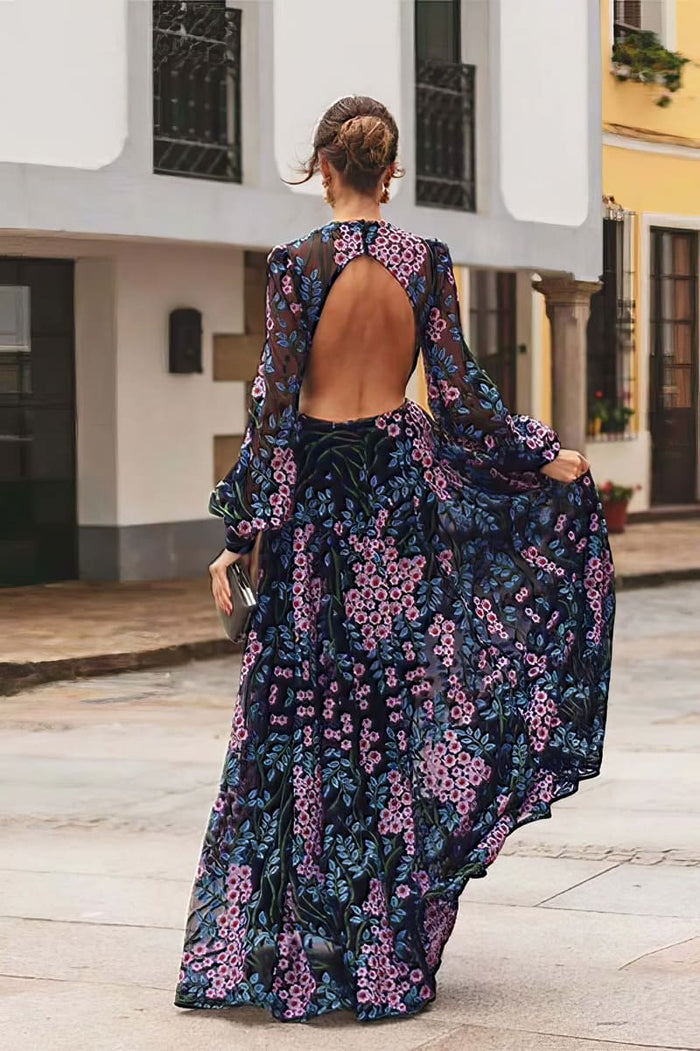 Black Floral Boho Dress