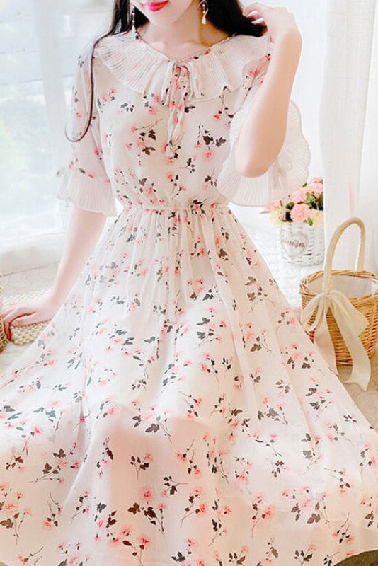 Bohemian Floral Midi Dress​ pink