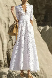 Bohemian White Lace Dress
