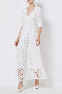 Bohemian White Lace Dress maxi