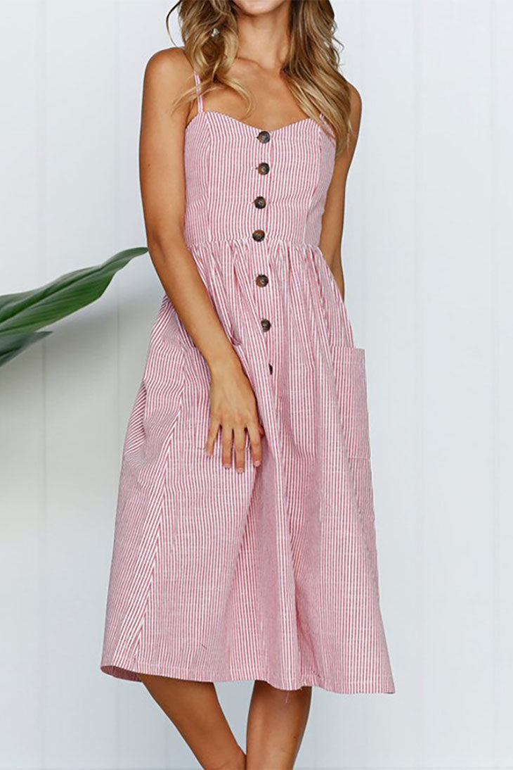 Boho Button Up Midi Dress pink