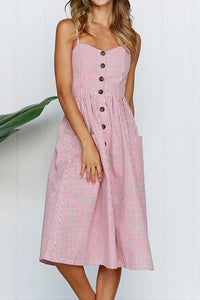 Boho Button Up Midi Dress pink