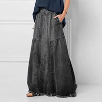 Boho Denim Maxi Skirt