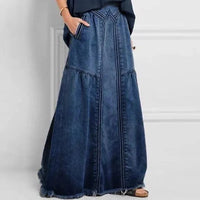 Boho Denim Maxi Skirt