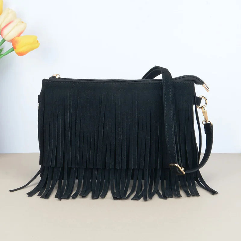 Boho Fringe Bag black