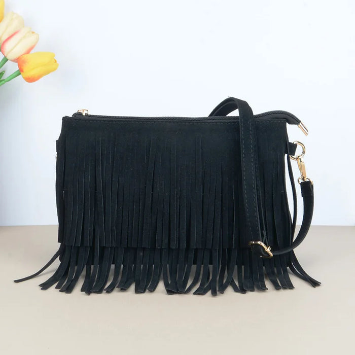 Boho Fringe Bag black
