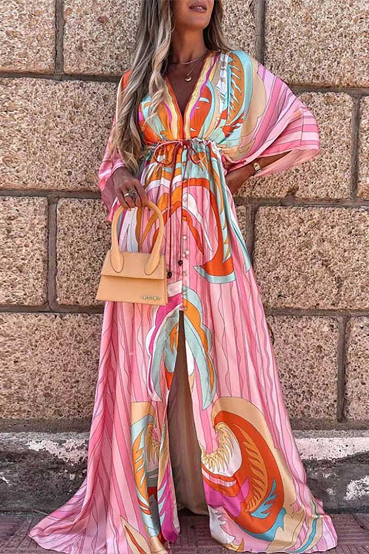 Boho Kaftan Dress red