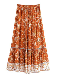 Boho Long Skirt Red