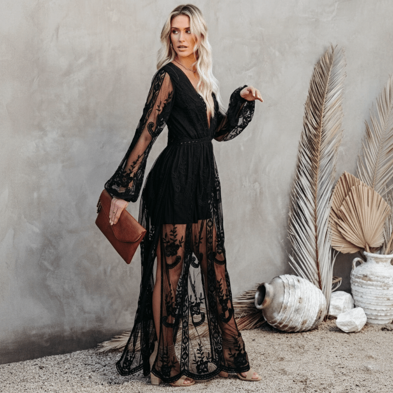 Boho Maxi Dress Black