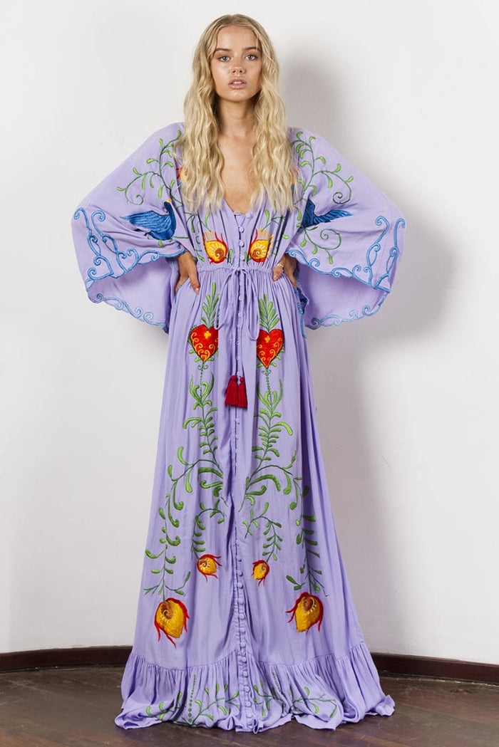 Boho Maxi Dress Embroidered