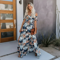 Boho Maxi Dress Off Shoulder Floral