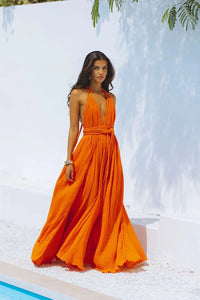 Boho Maxi Dress White backless red