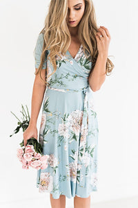 Boho Midi Dress Blue Floral