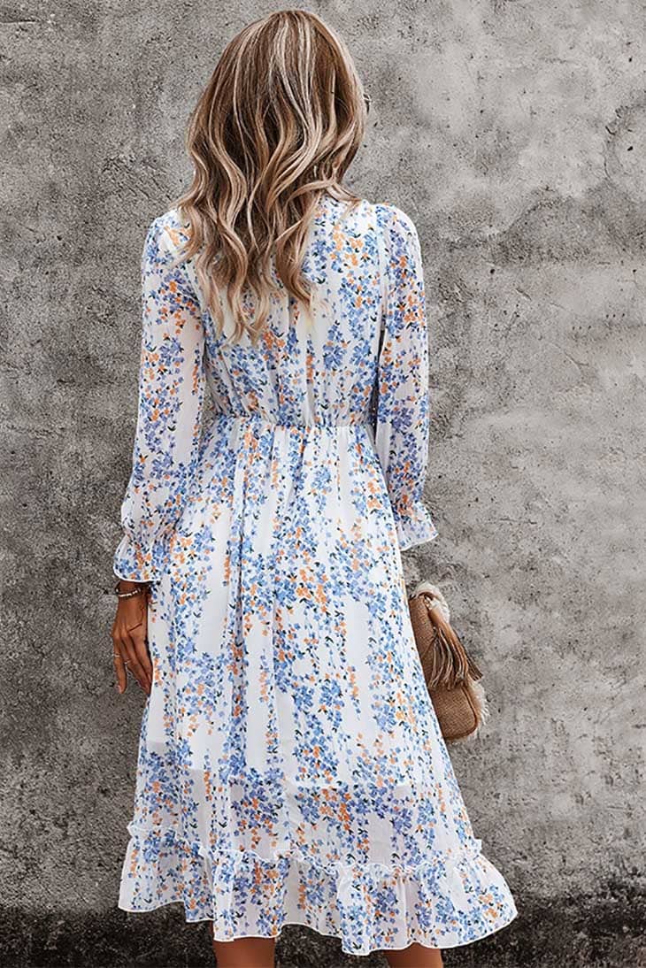 Boho Midi Dress Floral Wrap