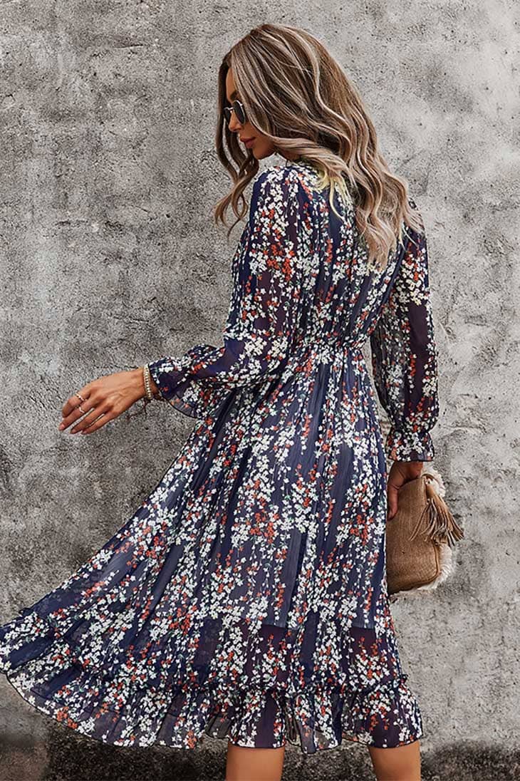Boho Midi Dress Floral Wrap