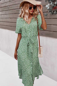Boho Midi Dress With Sleeves green