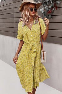 Boho Midi Dress With Sleeves yellow