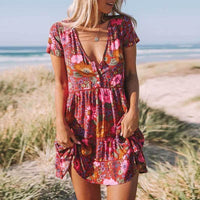 Boho Mini Dress Vintage Floral