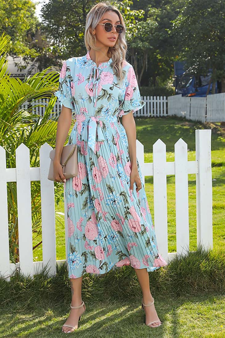 Boho Ruffle Maxi Dress blue