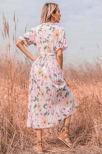 Boho Ruffle Maxi Dress pink back