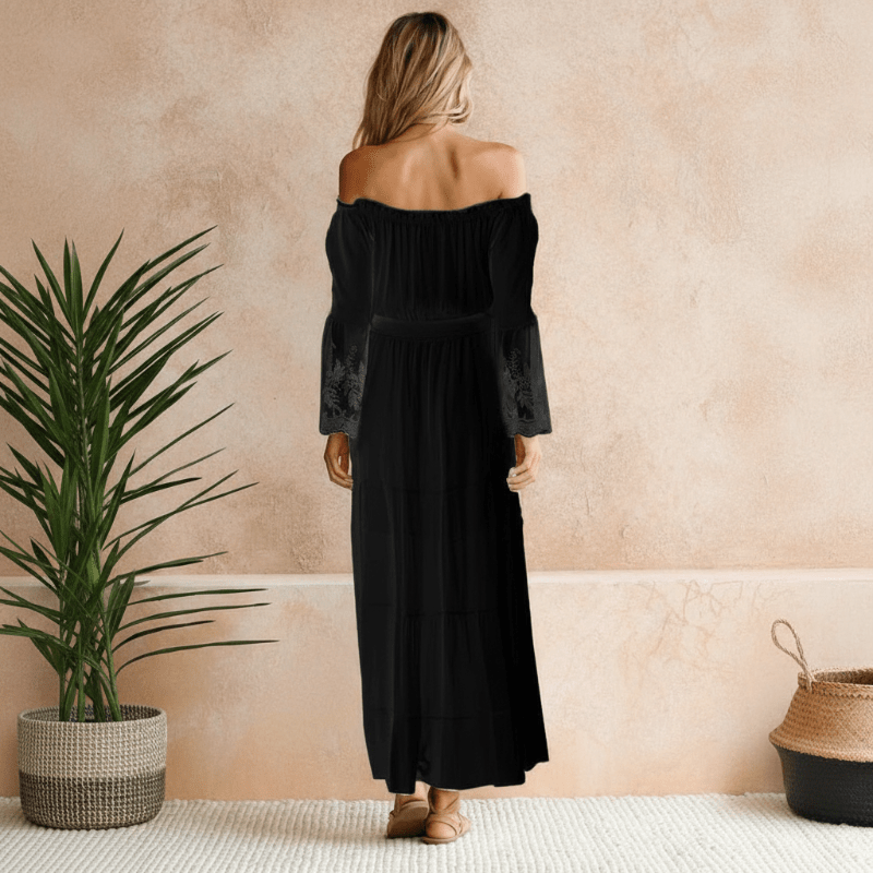 Boho Sexy Maxi Dress Lace Black