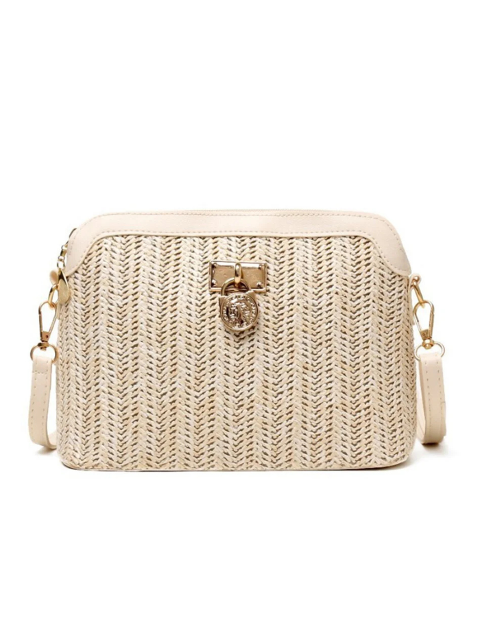 Boho Straw Bag Crossbody white
