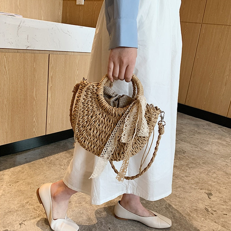 Boho Straw Beach Bag