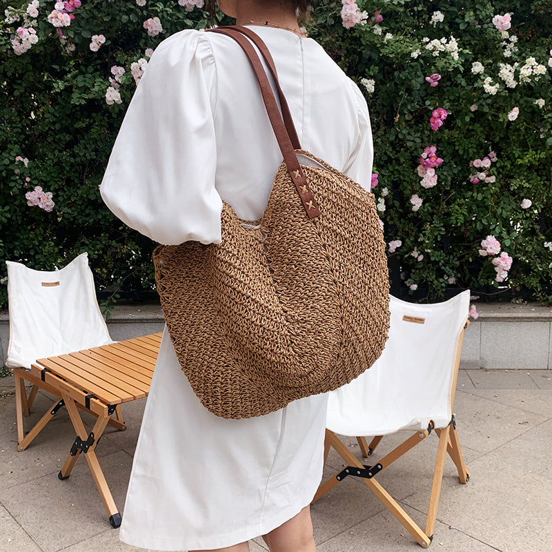 Boho Straw Handle Bag