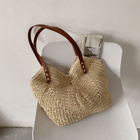Boho Straw Handle Bag brown light