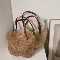 Boho Straw Handle Bag brown light