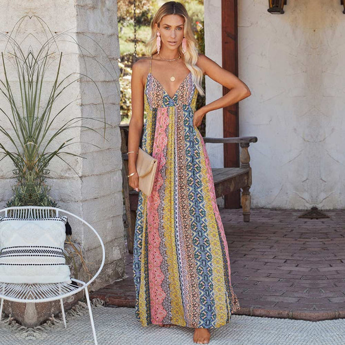 Boho V-Neck Maxi Dress