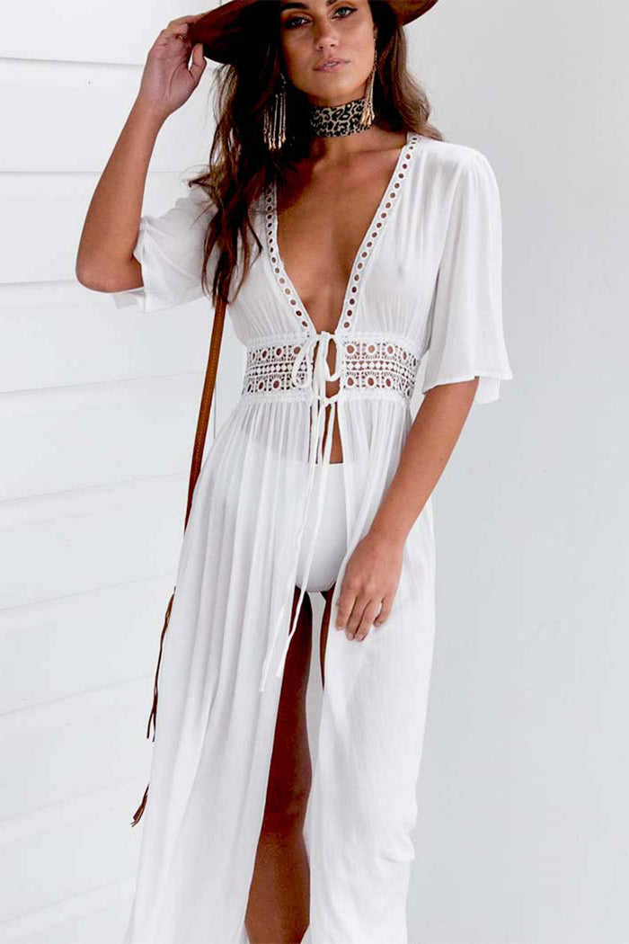 Boho White Beach Dress maxi