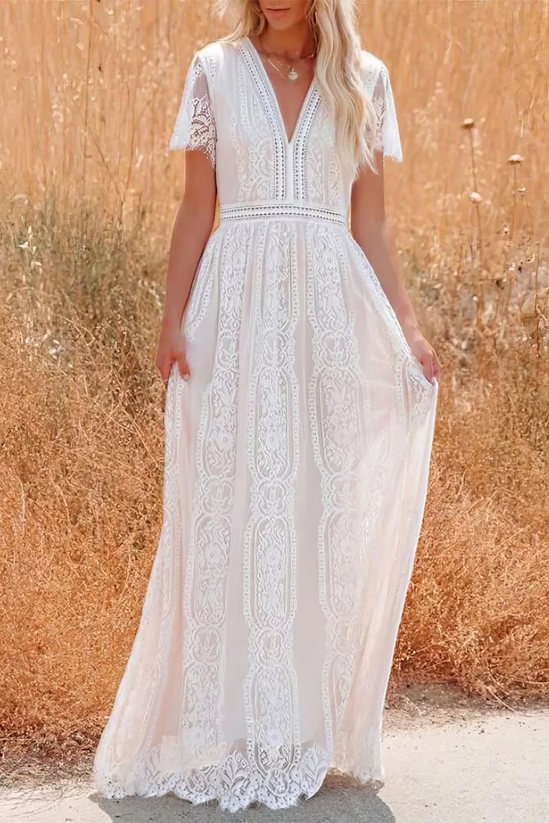 Boho White Lace Dress