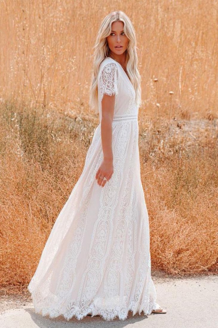 Boho White Lace Dress