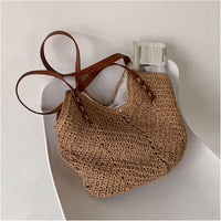 Boho straw Handle bag