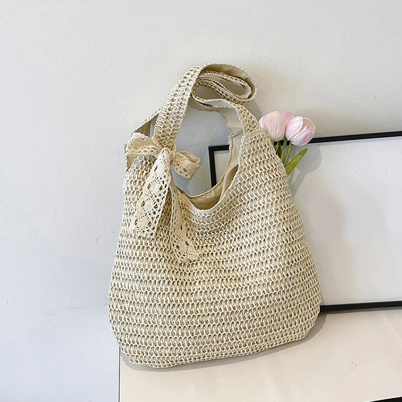 Boho tote bag brown white