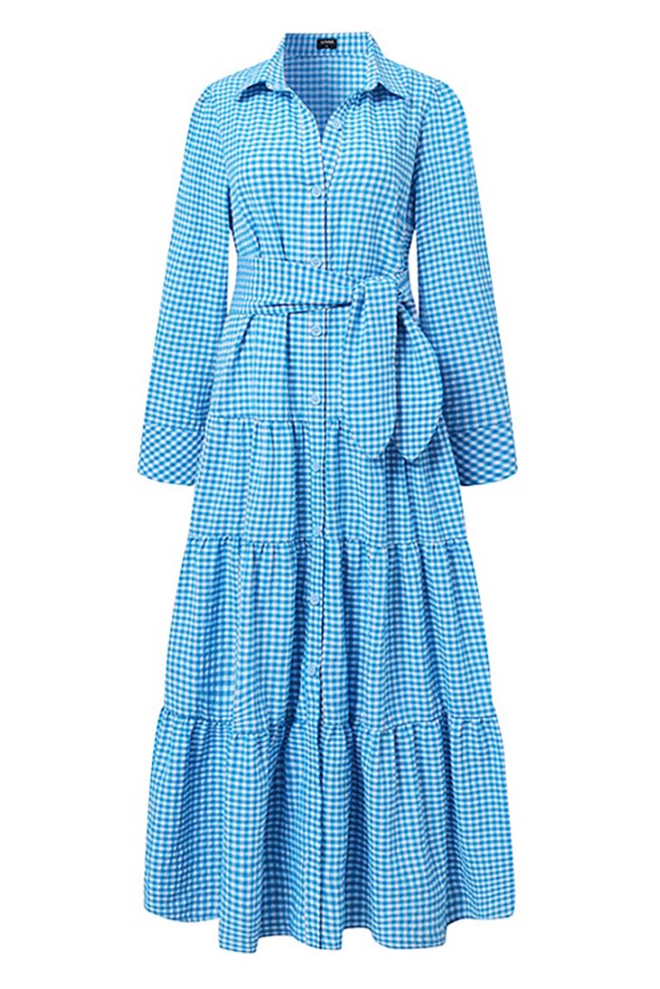 Checkered Maxi Dress blue