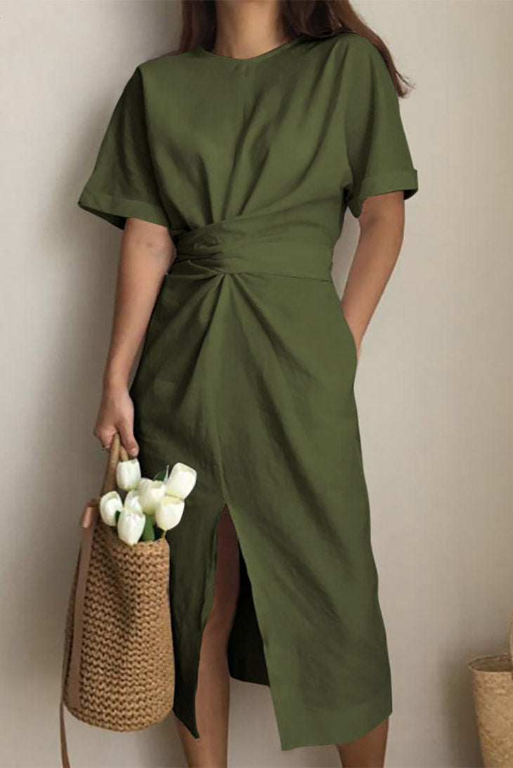 Cotton Boho Midi Dress gray