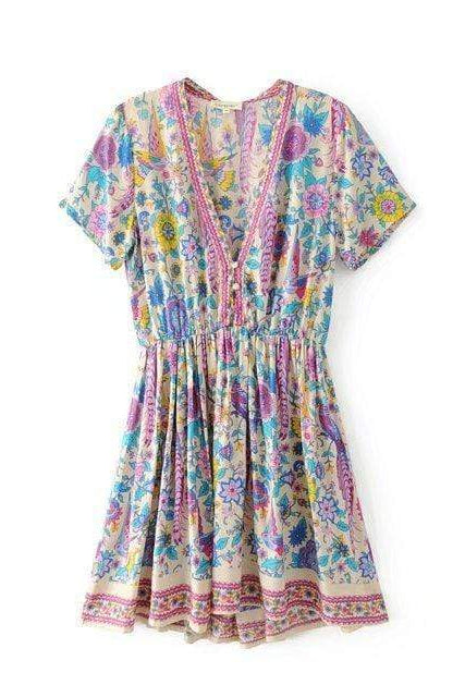 Cream Floral Mini Dress
