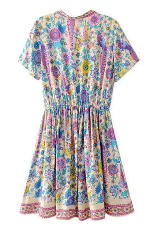 Cream Floral Mini Dress