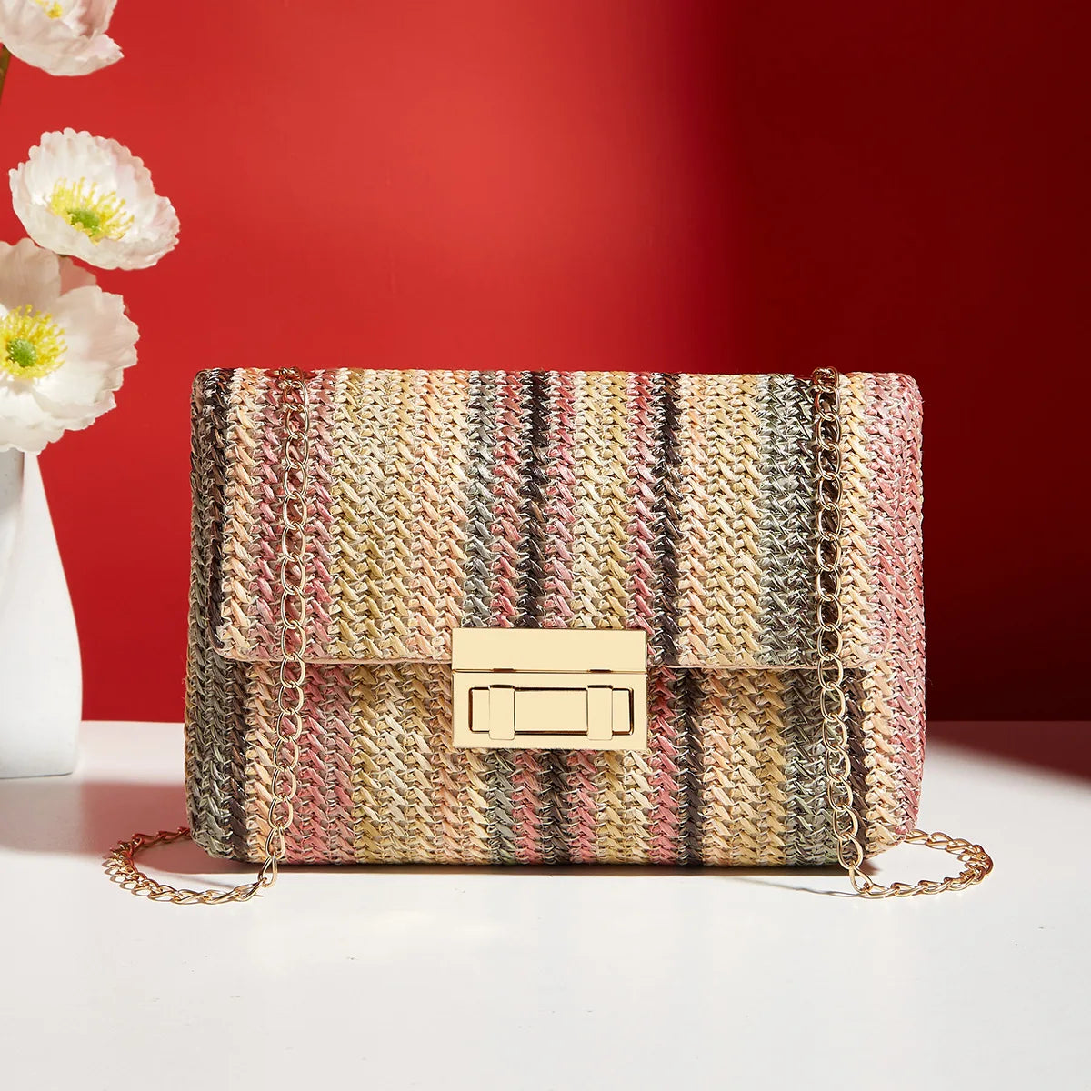 Crossbody Straw Bag brown