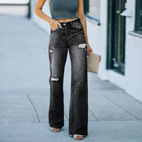 Distressed Wide Leg Jeans Black