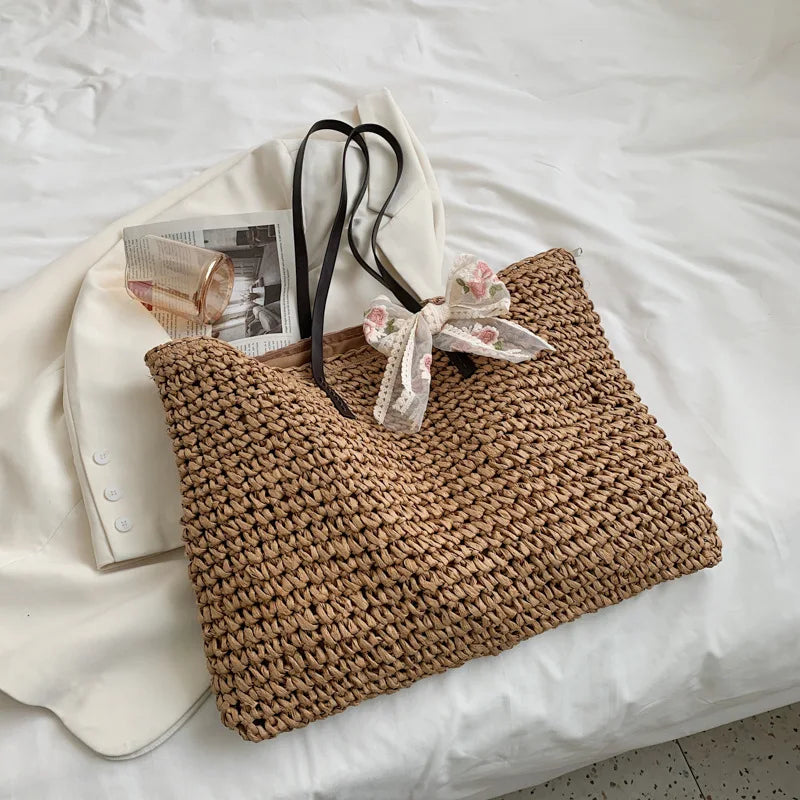 Straw Tote Beach Bag
