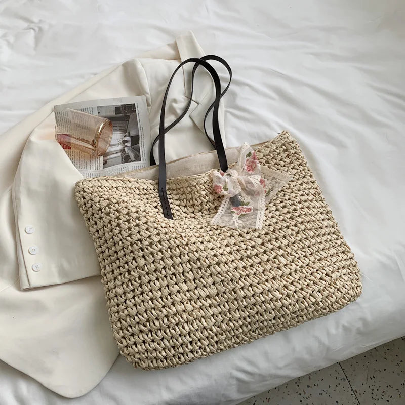 Straw Tote Beach Bag