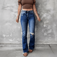 High Waisted Ripped Jeans destressed