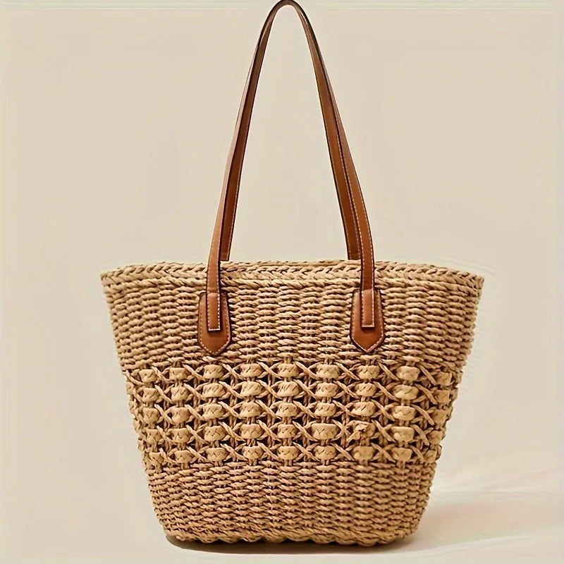 Large Straw Tote Bag brown