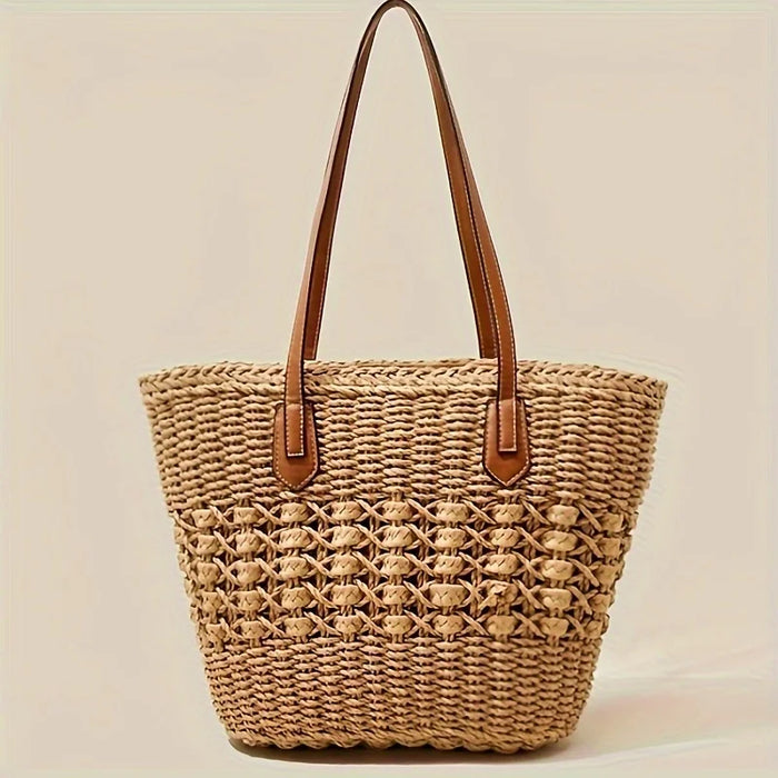 Large Straw Tote Bag brown